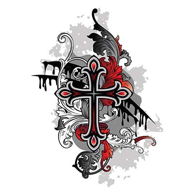 Christian Gothic cross designs Fake Temporary Water Transfer Tattoo Stickers NO.10290